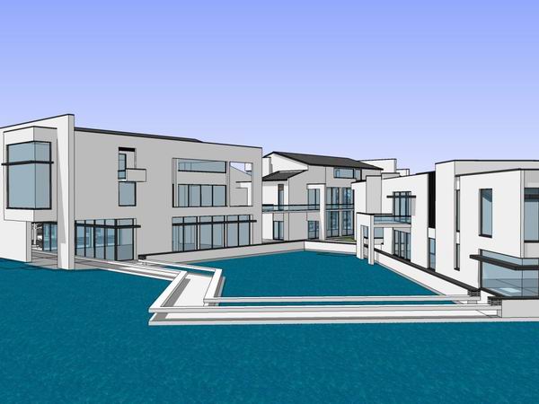 Modern Multi-Row Villa Model in SketchUp