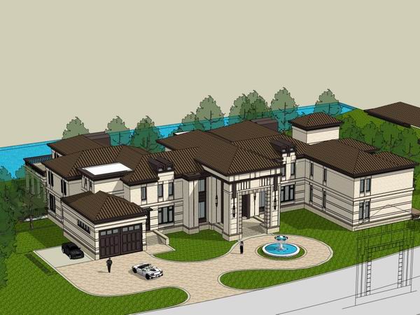 Classical Single-Family Villa Model in SketchUp