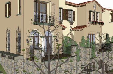 Classical Style Townhouse Villa Model in SketchUp-BIM WORLD
