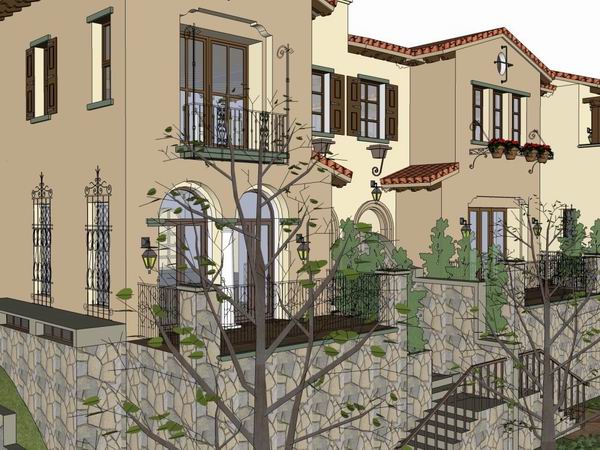 Classical Style Townhouse Villa Model in SketchUp