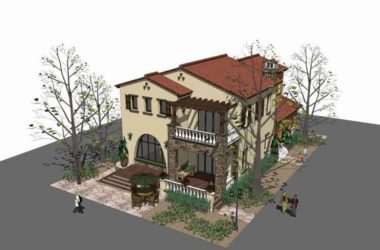 Classical Style Townhouse Villa Model in SketchUp-BIM WORLD