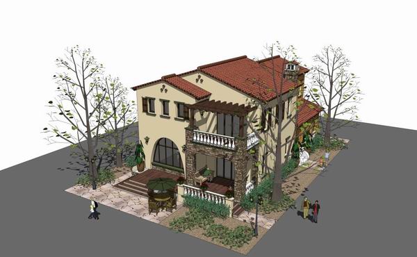 Classical Style Townhouse Villa Model in SketchUp