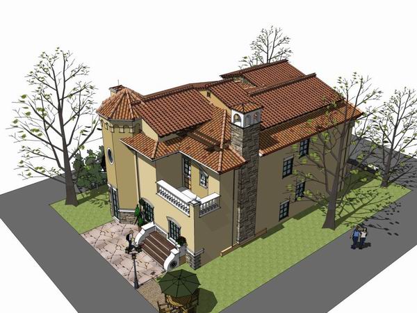 Classical Style Townhouse Villa Model in SketchUp