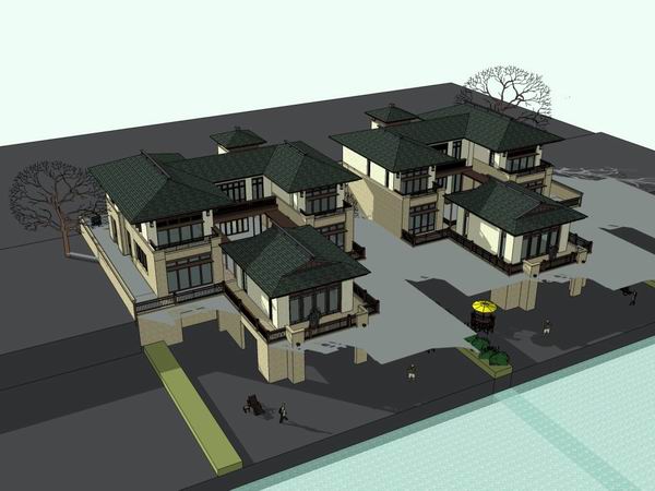 Classical Twin Villa Model in SketchUp