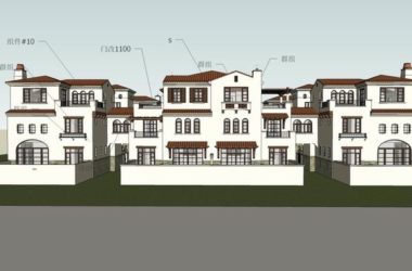 Spanish Classical Style Multi-Row Villa Courtyard Model in SketchUp-BIM WORLD