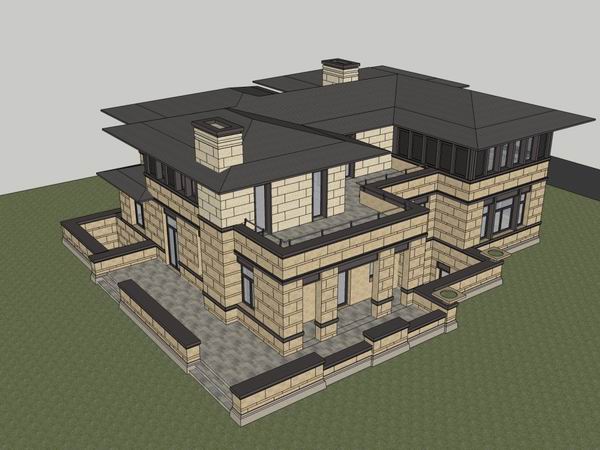 Classical Style Single-Family Villa Model in SketchUp