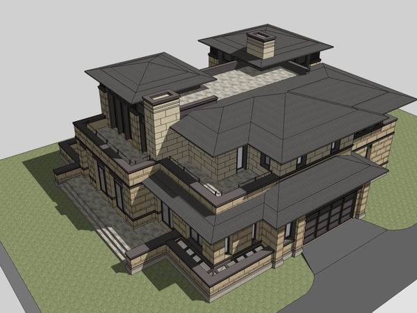 Classical Single-Family Villa Model in SketchUp