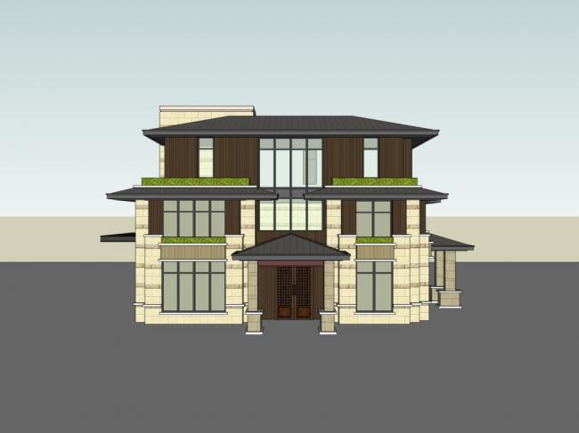 Modern Chinese-Style Solo Villa SketchUp Model