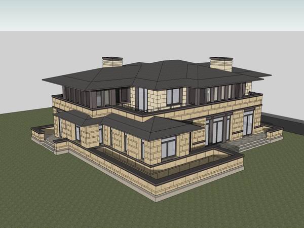 Classical Single-Family Villa Model in SketchUp