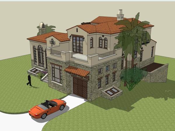 European Classical Style Solo Villa SketchUp Model