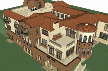 Spanish Rectangular Villa in Classical Style | SketchUp Model-BIM WORLD