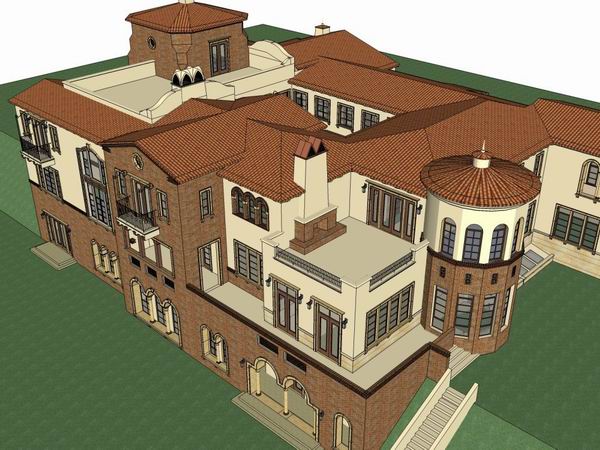 Spanish Rectangular Villa in Classical Style | SketchUp Model