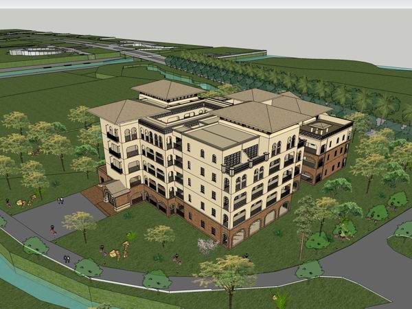 Modern Multi-Unit Villa Residential Building 3D Model in SketchUp