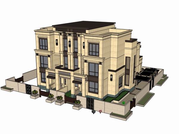 Modern Twin Villa Design | SketchUp Model