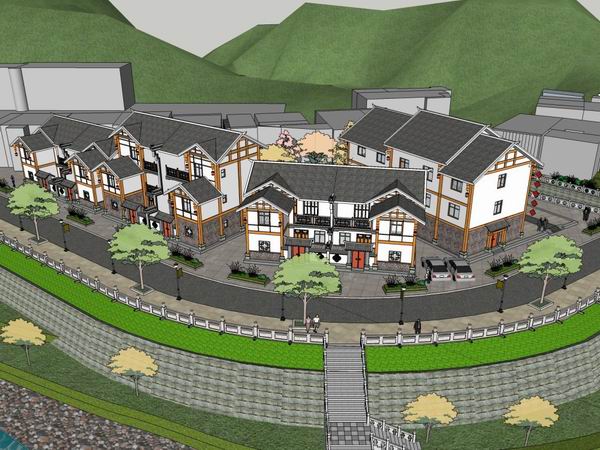 Modern Chinese-Style Villa Model in SketchUp | New Rural Design