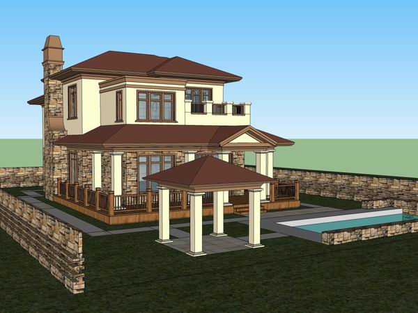 Classical Style Single-Family Villa SketchUp Model