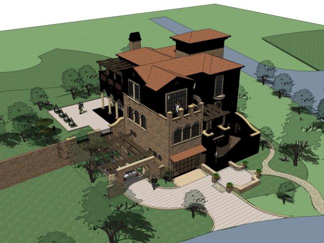Classical Single-Family Villa Model in SketchUp