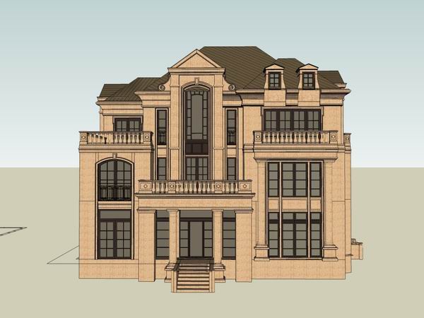 Classical Single-Family Villa Model in SketchUp