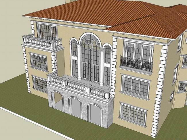 Classical Style Single-Family Villa Model in SketchUp