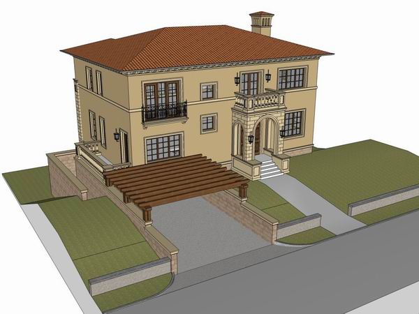 Classical Single-Family Villa Model in SketchUp