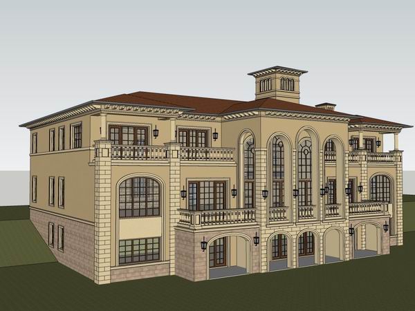 Classical Style Single-Family Villa Model in SketchUp