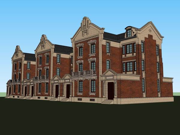Classical Style Townhouse Villa Model in SketchUp