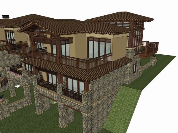 Classical Style Townhouse Villa Model in SketchUp
