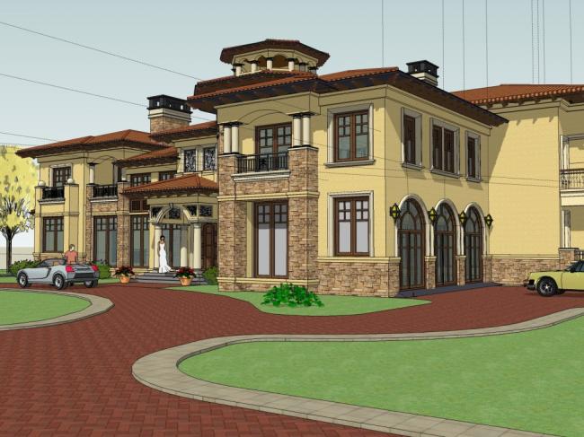 Classical Style Single-Family Villa Model in SketchUp