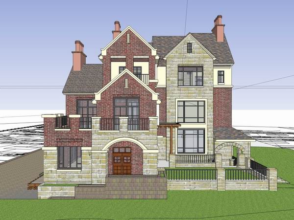 Classical Single-Family Villa Model in SketchUp