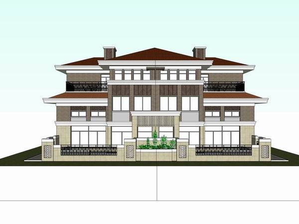 Classical Single-Family Villa Model in SketchUp