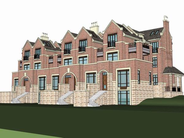 British Classical Twin Villa Model in SketchUp