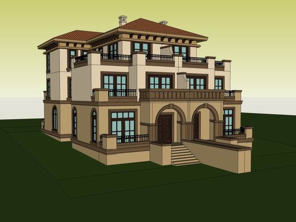 Classical Twin Villa Model in SketchUp
