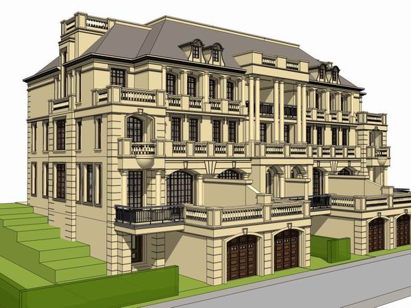 SketchUp Model of a French Classical Row Villa