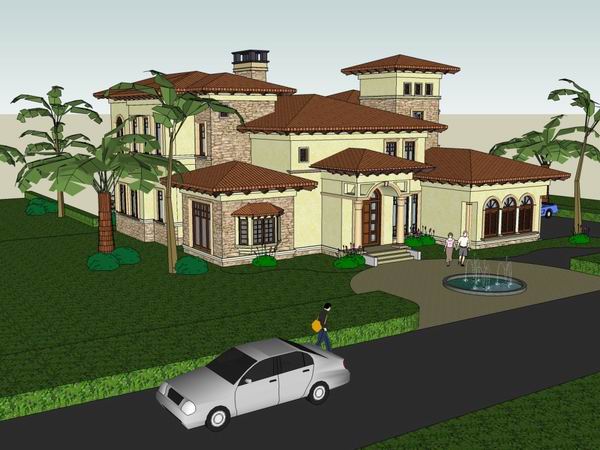 Classical Style Single-Family Villa SketchUp Model