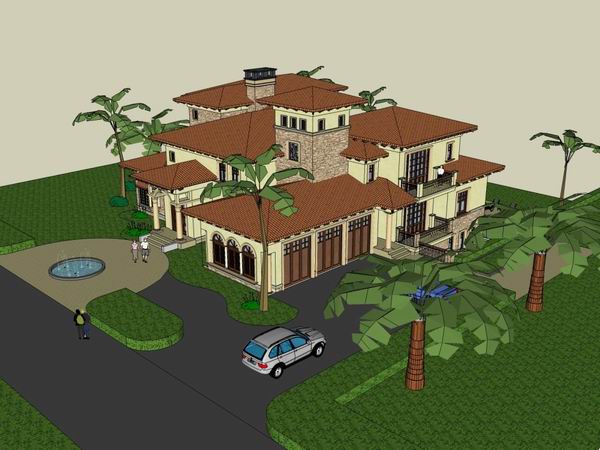 Classical Single-Family Villa Model in SketchUp
