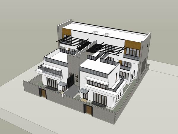 Modern Rural Townhouse Villa Model in SketchUp