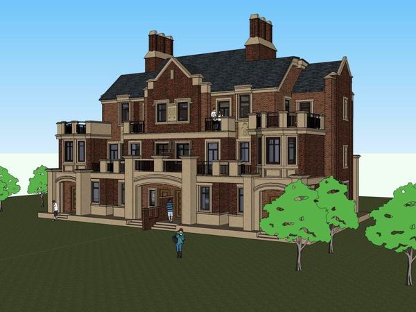 Classical Style Townhouse Villa Model in SketchUp