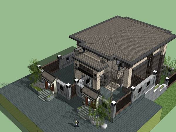 Classical Twin Villa Model in SketchUp