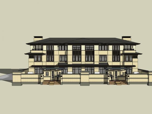 Classical Style Townhouse Villa Model in SketchUp