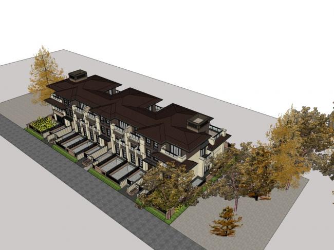 Classical Style Townhouse Villa Model in SketchUp