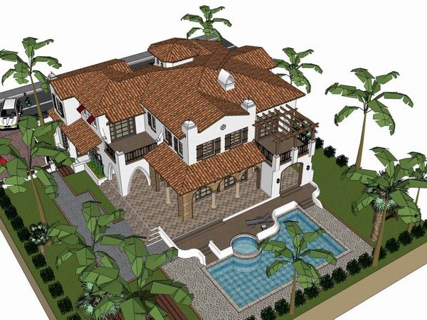 Classical Style Single-Family Villa Model in SketchUp