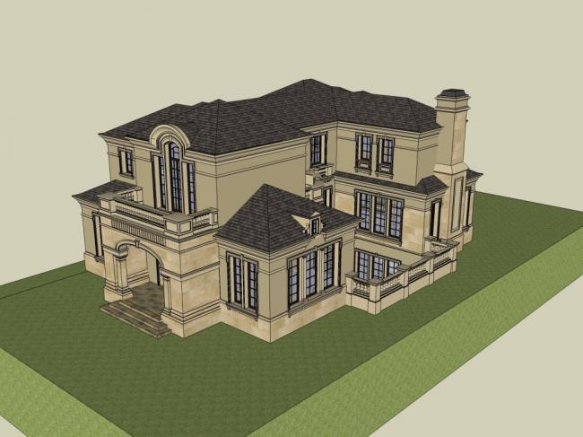 Classical Style Single-Family Villa SketchUp Model