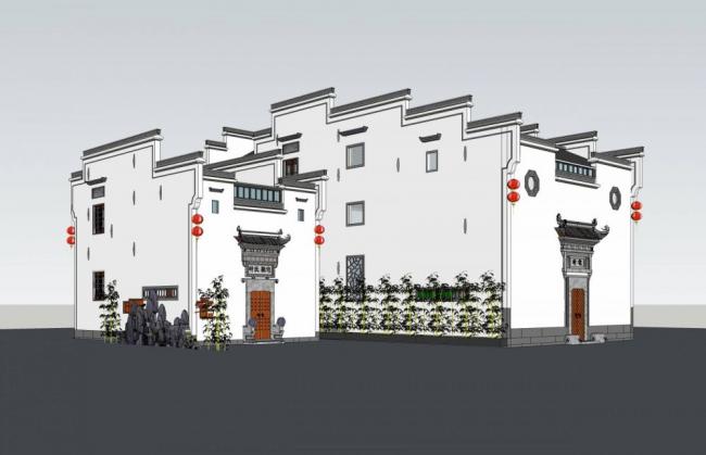 SketchUp Residential Model: Multi-Story Huizhou-Style Chinese Home Design