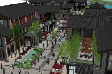 SketchUp Business Model: Modern Chinese Style on Commercial Street-BIM WORLD