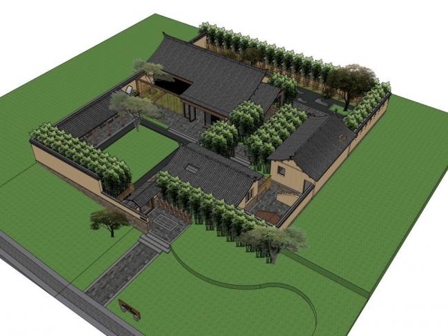 SketchUp Business Model: Chinese-Style Farmhouse for Commercial Architecture