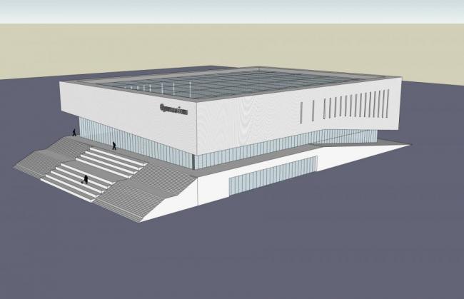 Modern Multi-Story Gymnasium Model with Sports View in SketchUp