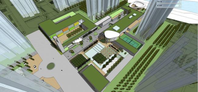 SketchUp Business Model: Multi-Story Clubhouse and Modern Commercial Building Design
