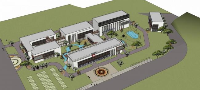 Modern Multi-Story Hospital Model in SketchUp