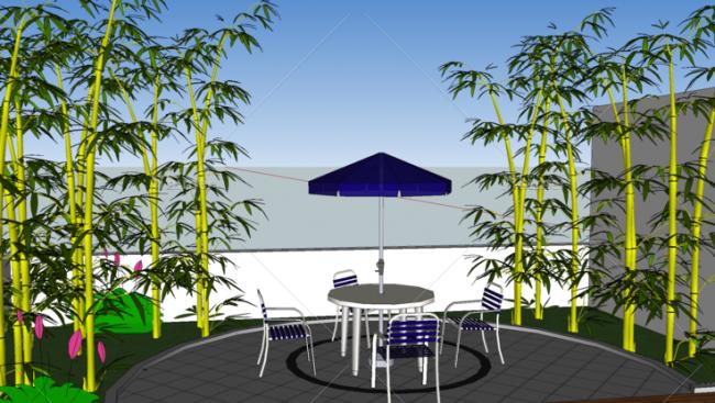 Modern SketchUp Landscape Model: Clubhouse and Garden Design