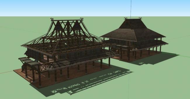SketchUp Hotel Model: Ethnic-Style Homestay and Boutique Hotel Designs